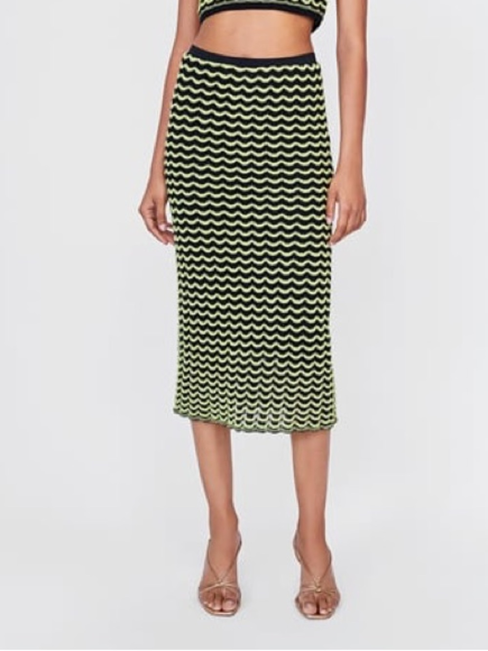 NWT Zara Knit Midi Skirt with Scalloped Trims Medium
